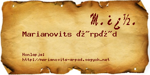 Marianovits Árpád névjegykártya